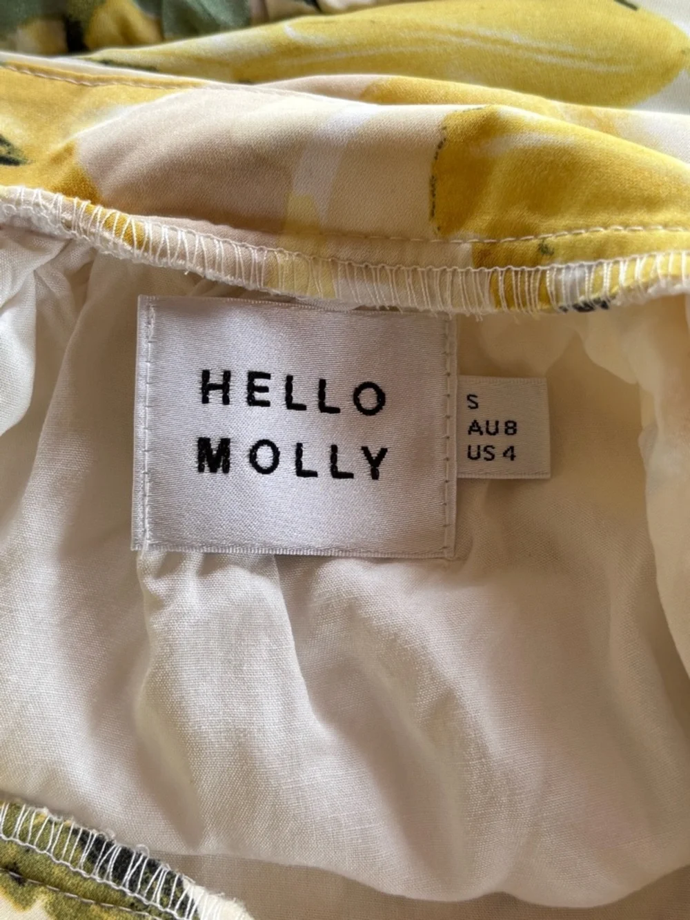 Hello Molly Yellow Floral Cutout Midi Dress with Puff Sleeves -Sz S - Picture 8 of 9